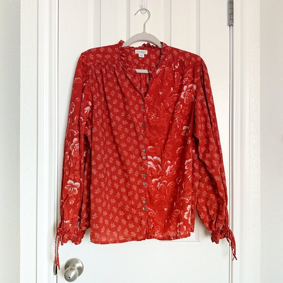 EUC Sundance Red Floral Blouse - Picture 2 of 9